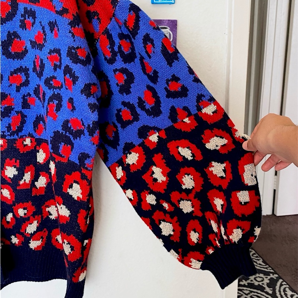 FARM RIO “Mixed Leopards” Spot Cardigan in Blue Multi - Picture 11 of 15